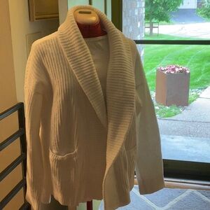 Eileen Fisher Cream Ribbed Cardigan